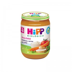 Tarrito de verduras y arroz con pollo Bio +4M 190g Hipp