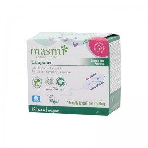Tampones de algodon super sin aplicador bio 18ud Masmi