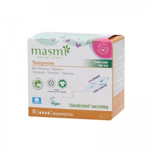 Tampones de algodon superplus sin aplicador bio 15ud Masmi