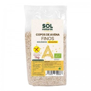 Copos de avena finos sin gluten bio 1kg Sol Natural