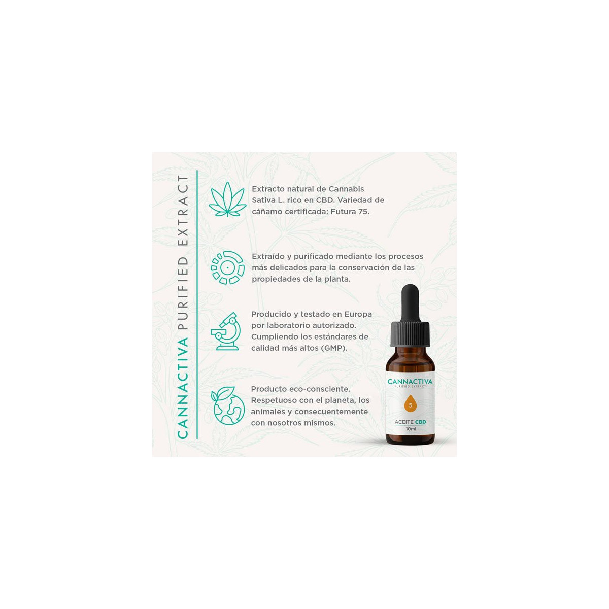 Aceite Purificado CBD Cannabidiol 5% 10ml Cannactiva