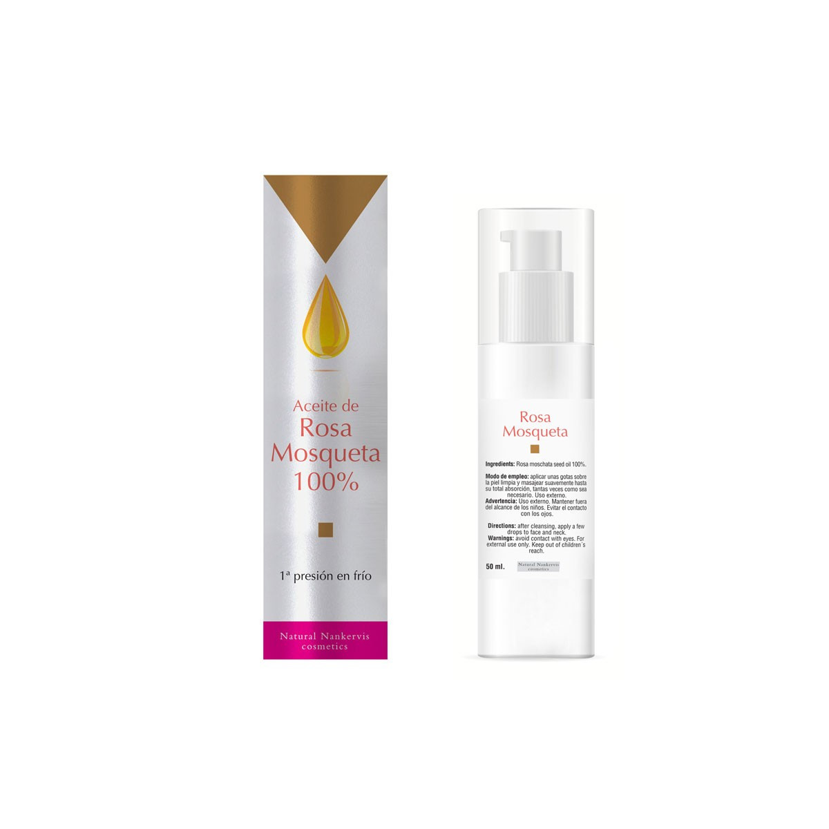 Aceite de rosa mosqueta puro 50ml Natural Nankervis Cosmetics