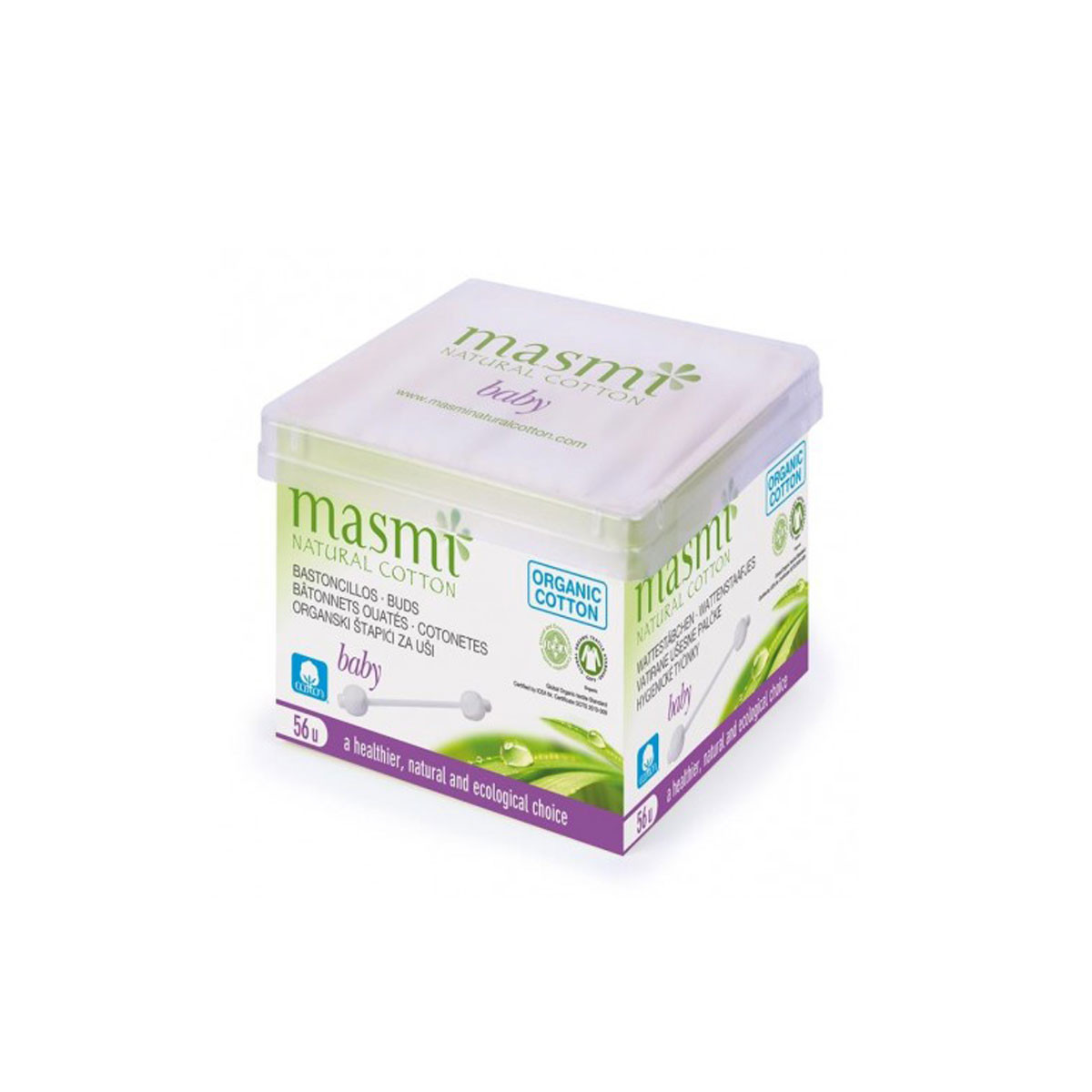 Bastoncillos de algodon para bebe bio 56ud Masmi