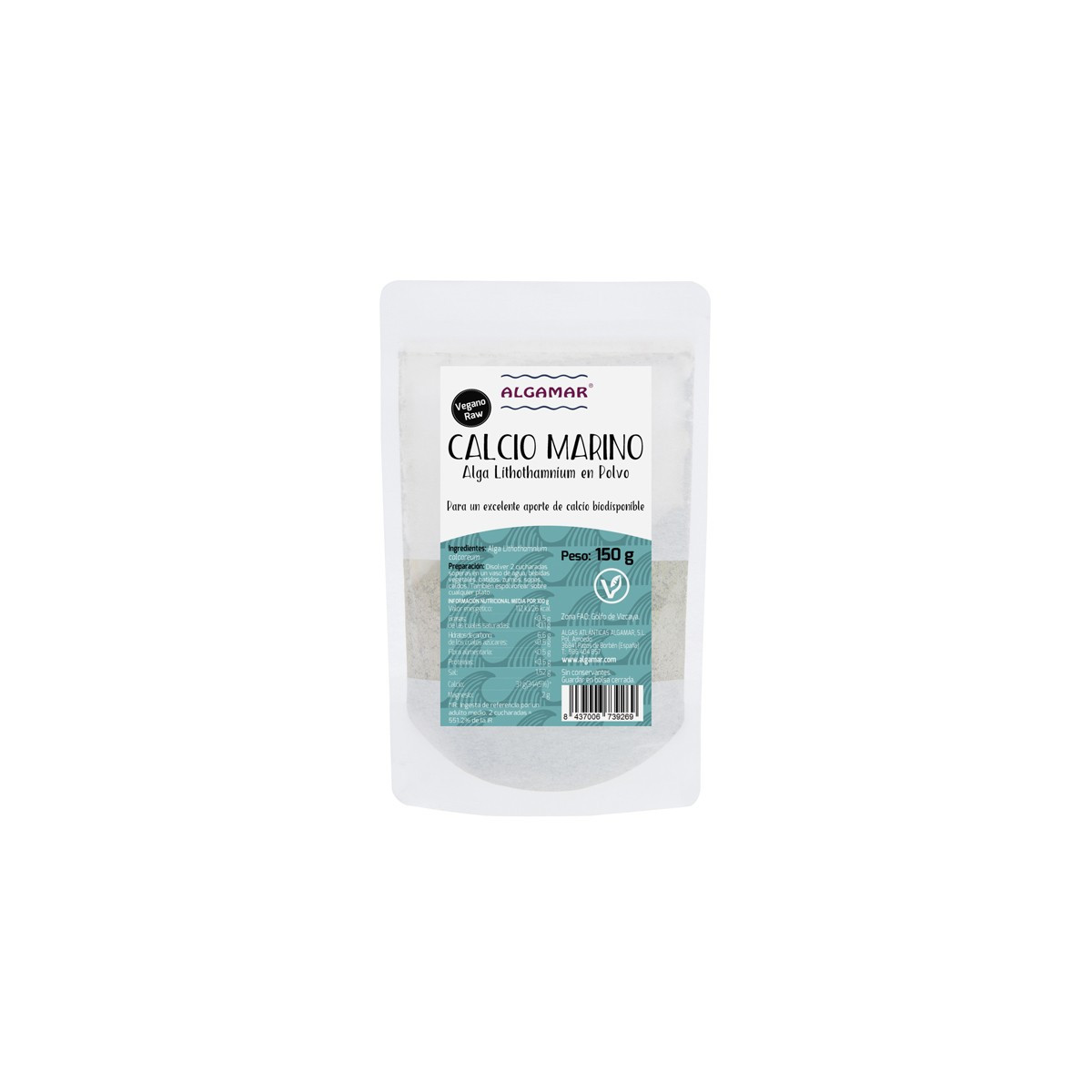 Calcio Marino Alga Lithothamnium en polvo 150g Algamar