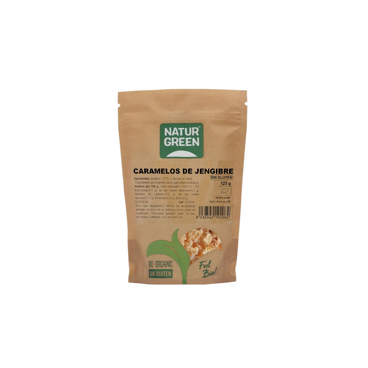 Caramelos dados de jengibre Bio 125g NaturGreen
