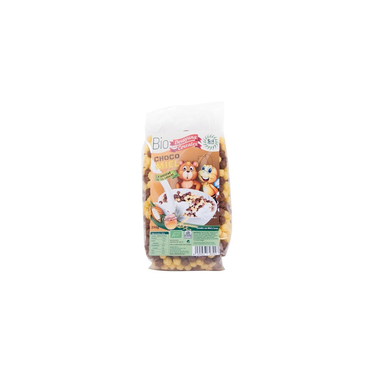Cereales Bolitas choco-miel desayuno bio 250g Sol Natural