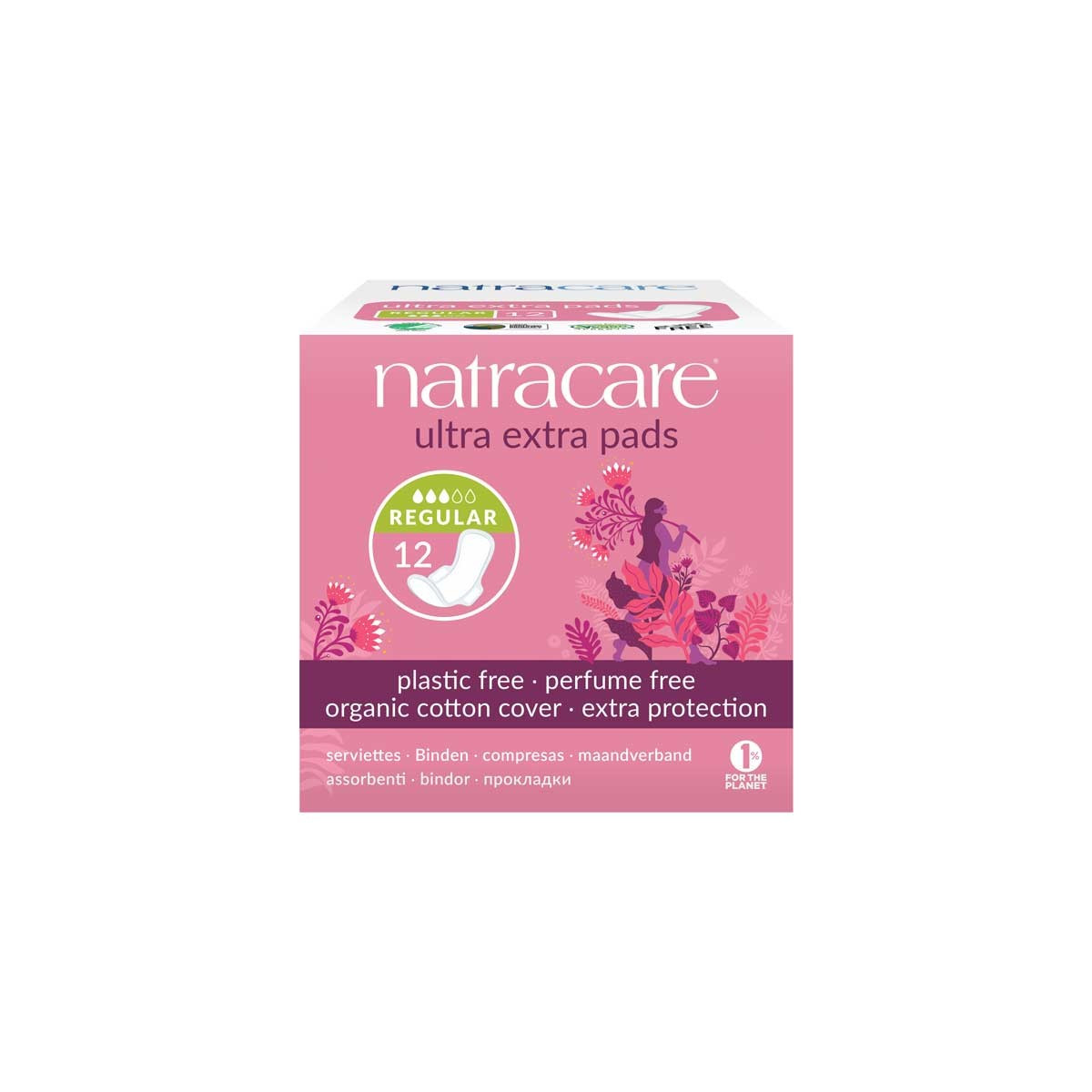 Compresa Ultra Extra Normal con Alas Bio 12 unidades Natracare
