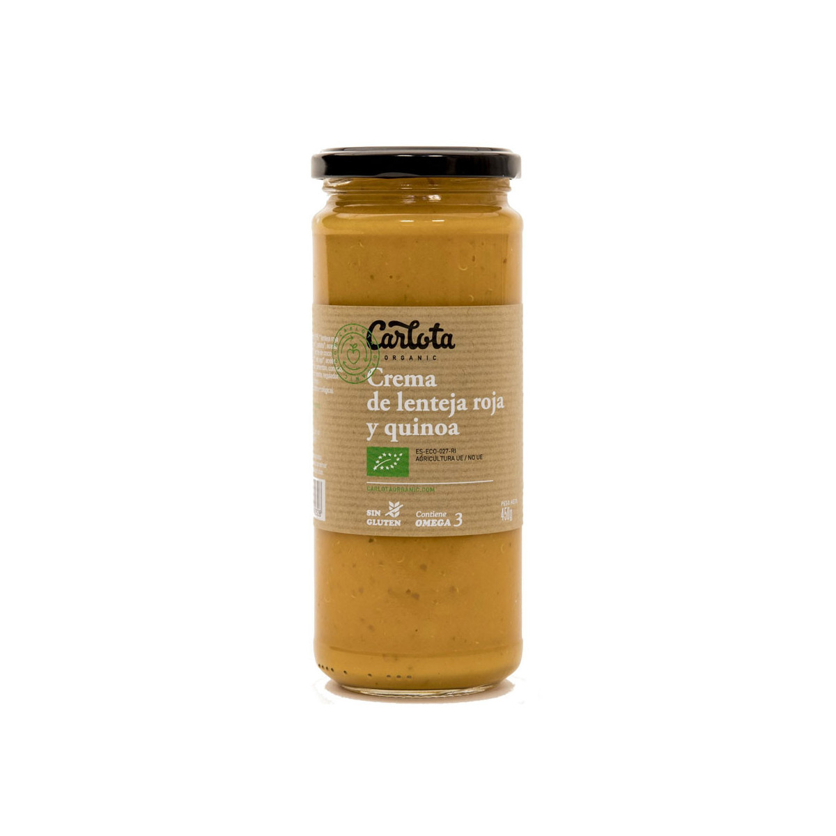 Crema lentejas rojas y quinoa 450ml Carlota Organic