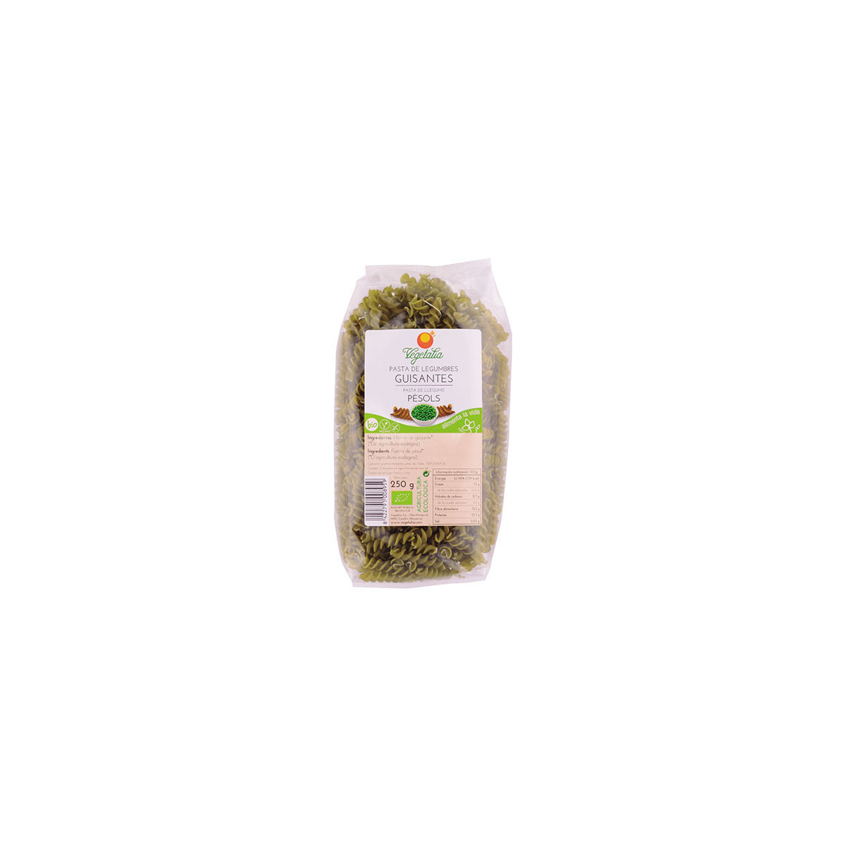 Espirales de guisantes sin gluten bio 250 g Vegetalia