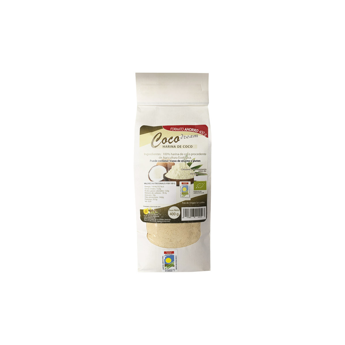 Harina de coco bio 400 g Dream Foods