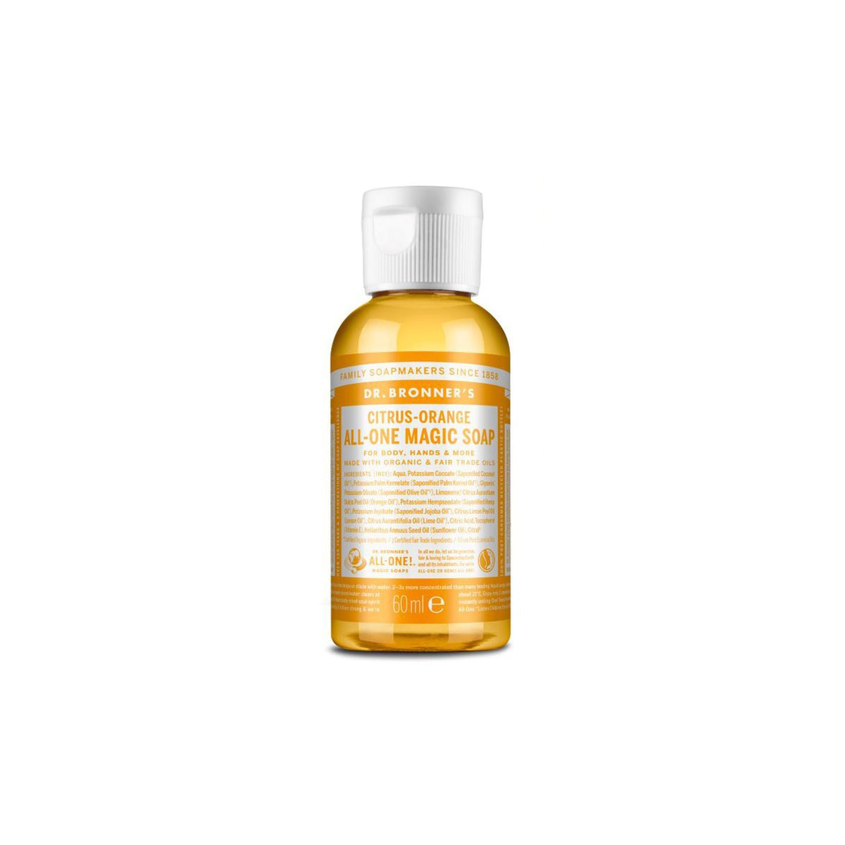 Jabon liquido citricos naranja bio 60ml Dr. Bronner's