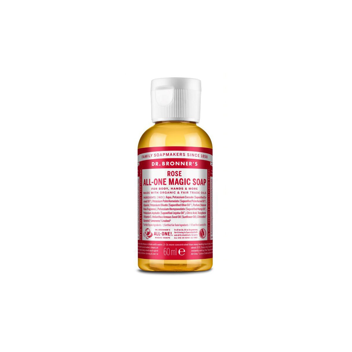Jabon liquido rosas bio 60ml Dr. Bronner's