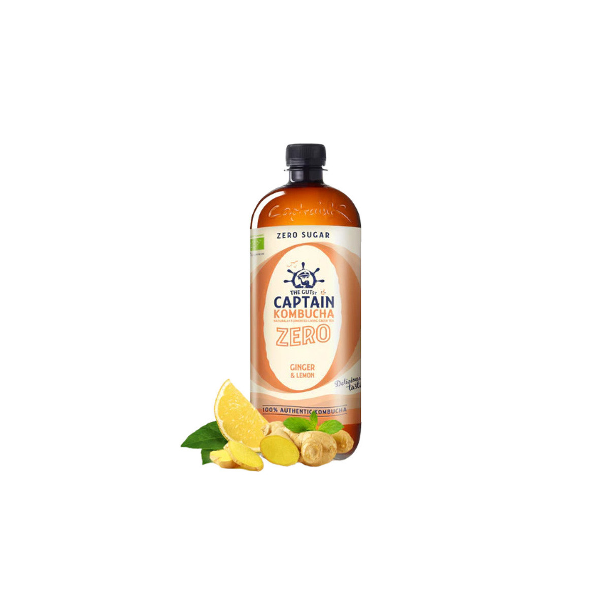 Kombucha ZERO Ginger & Lemon Bio 1L Captain Kombucha