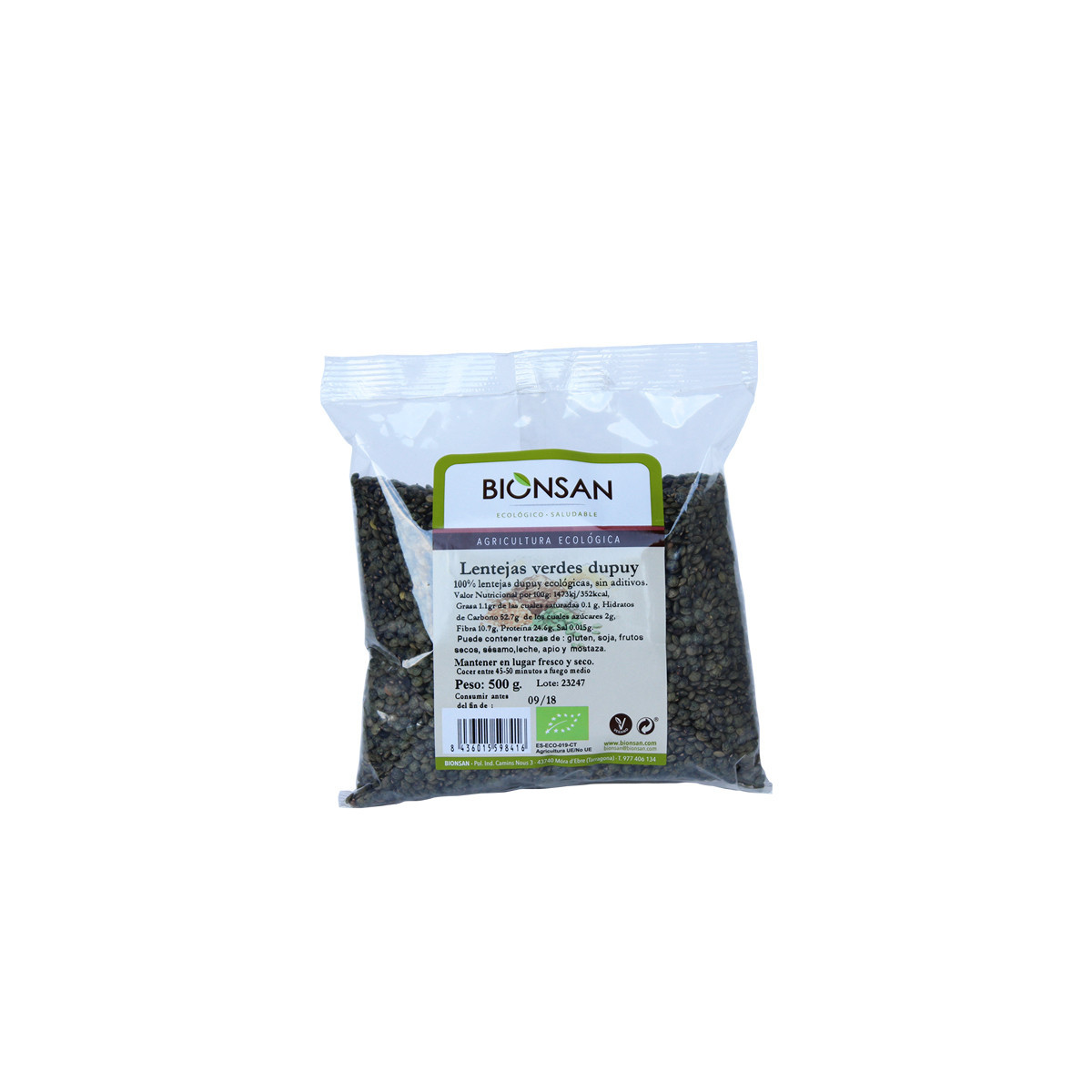 Lentejas verde Dupuy Bio 500g Bionsan