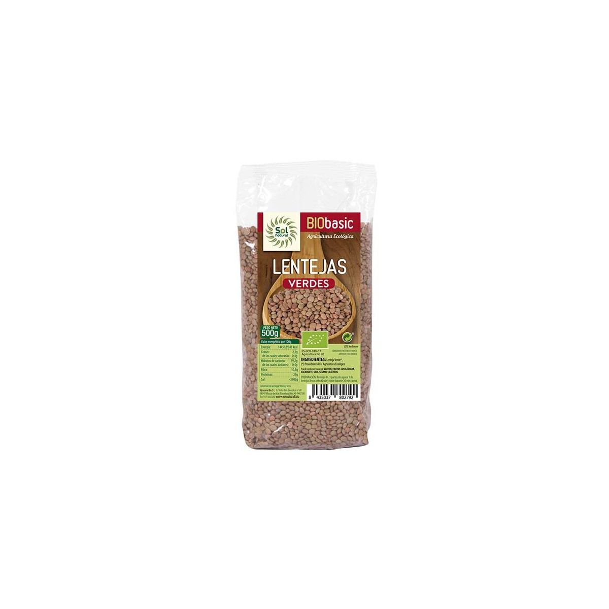 Lentejas verdes bio 500 g Sol Natural