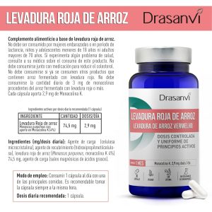 Levadura roja arroz 2.9mg monacolina bote 30 caps nutrabasicos Drasanvi