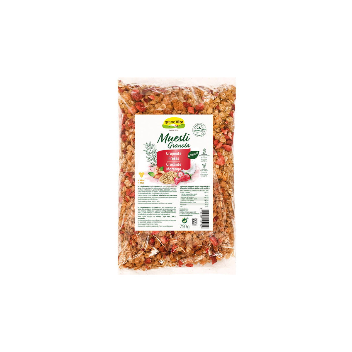 Muesli crujiente con Fresas 750g Granovita