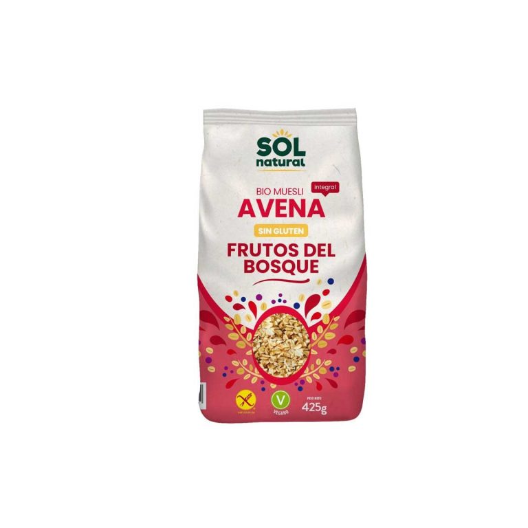 Muesli de avena con frutos del bosque sin gluten 425g Sol Natural