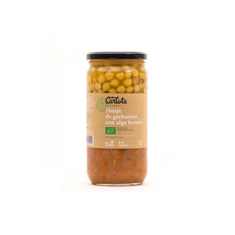 Potaje de garbanzos con alga kombu Bio 720g Carlota Organic