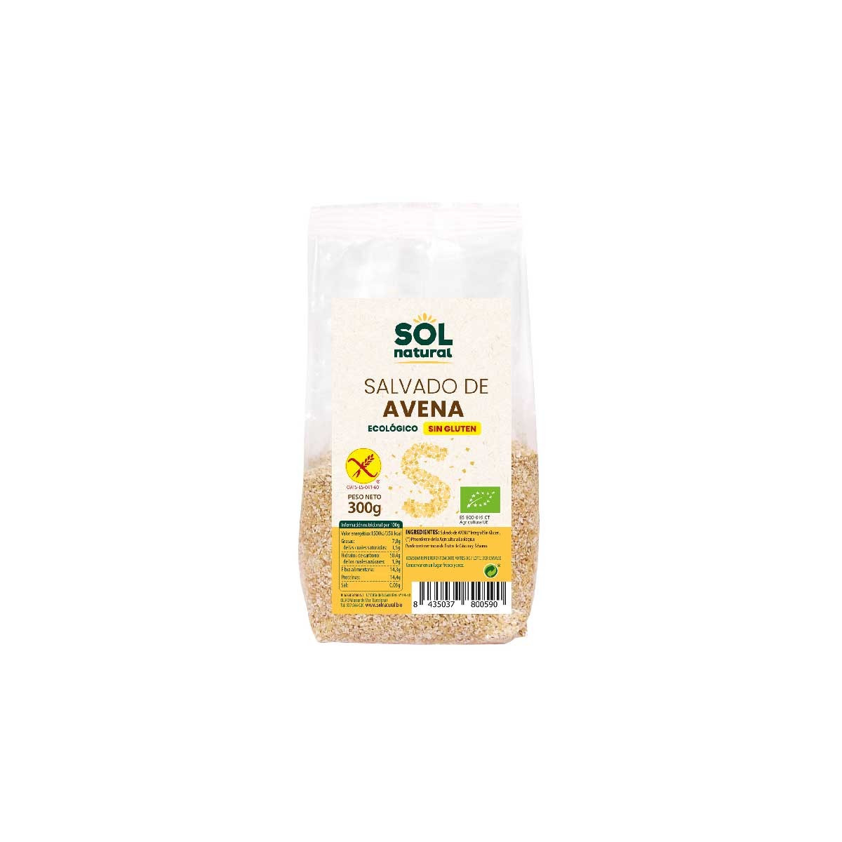 Salvado de avena sin gluten bio 300g Sol Natural