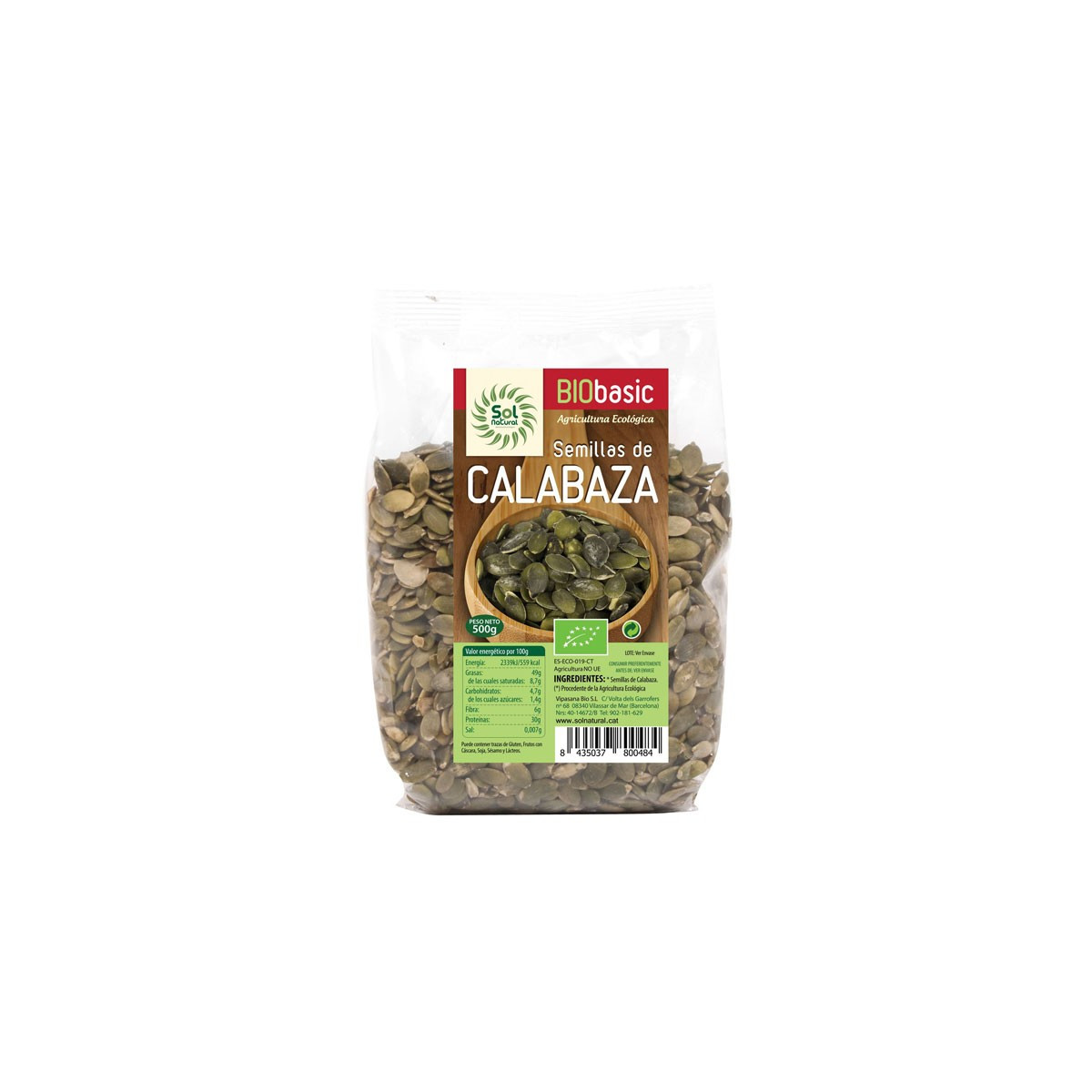 Semillas de calabaza Bio 500g Sol Natural