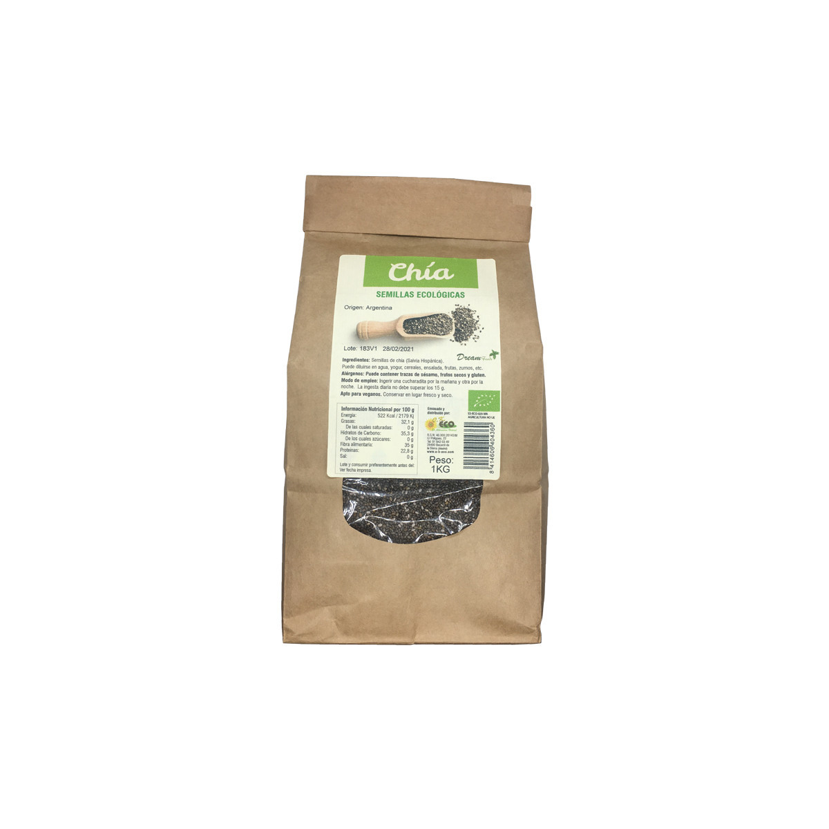 Semillas de chia bio 1Kg Dream Foods