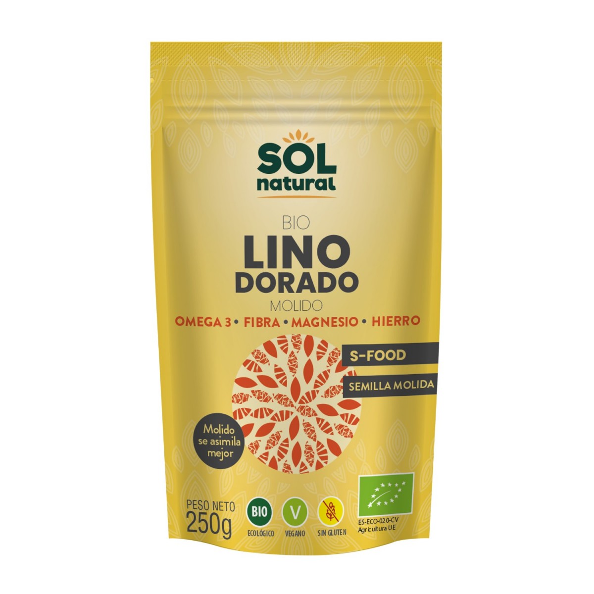 Semillas de Lino dorado molido bio 250g Sol Natural