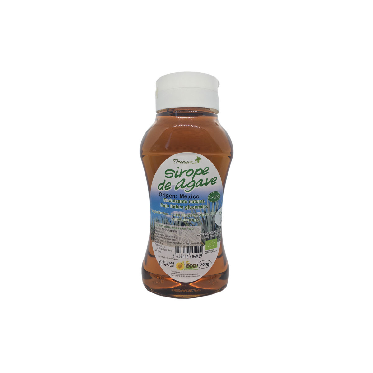 Sirope de agave crudo bio 700 g Dream Foods