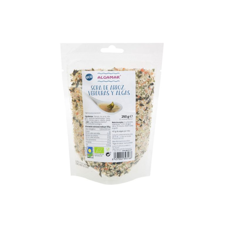 Sopa de arroz verdura y algas 500g Algamar