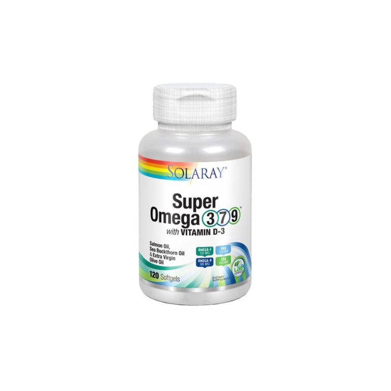 Super omega 3,7 y 9 con vitamina D-3 120 perlas Solaray