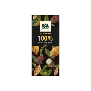 Tableta chocolate cacao puro 100% Bio 70g Sol Natural