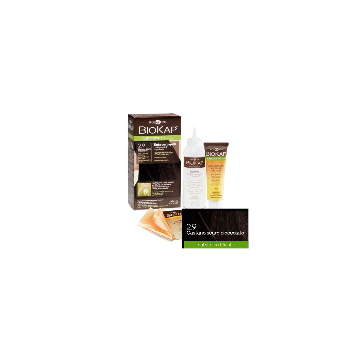 TINTE 2.90 DELICATO CASTAÑO OSC.CHOCO 140ML.BIOKAP
