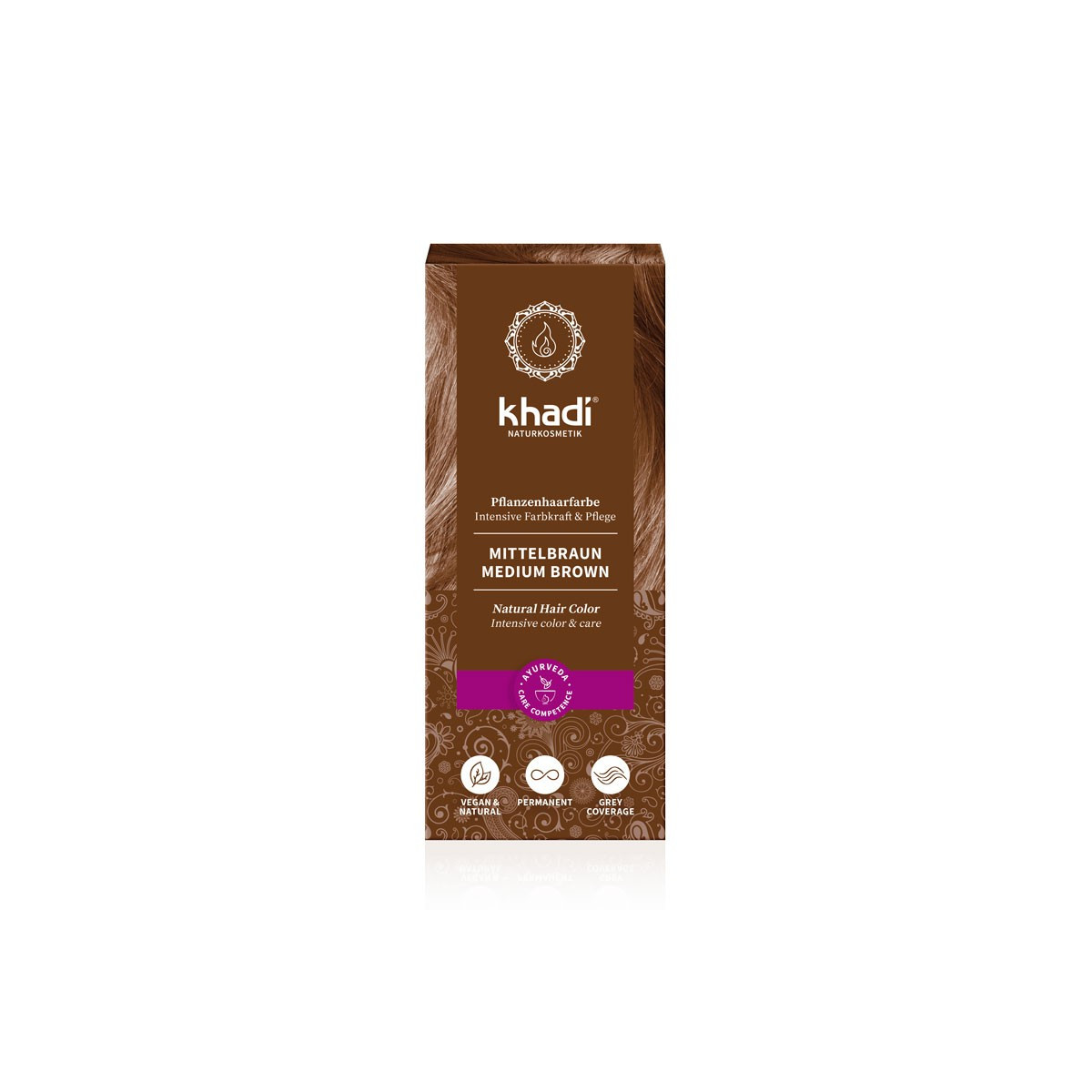Tinte herbal Castaño Medio 100g Khadi