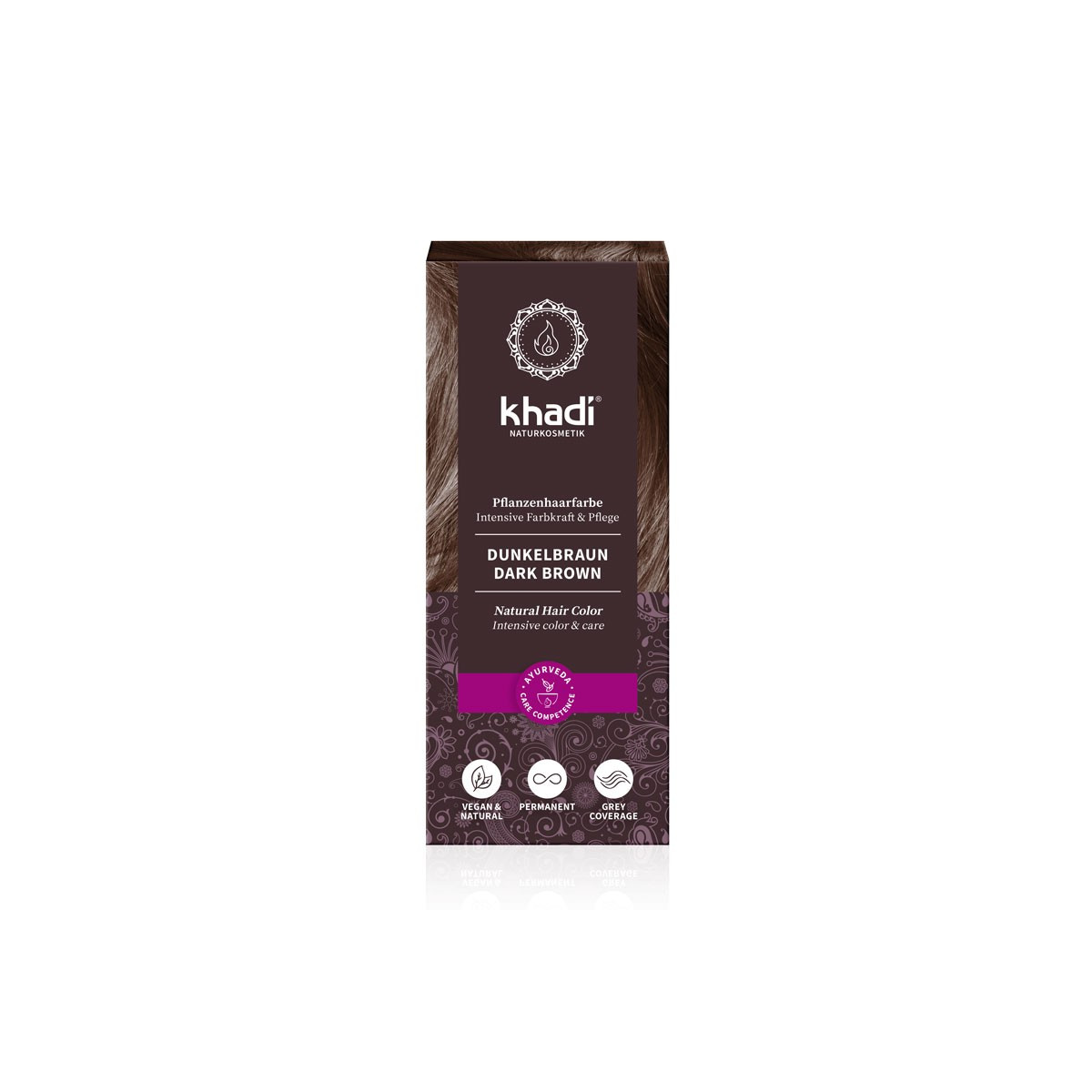 Tinte herbal Castaño Oscuro 100g Khadi