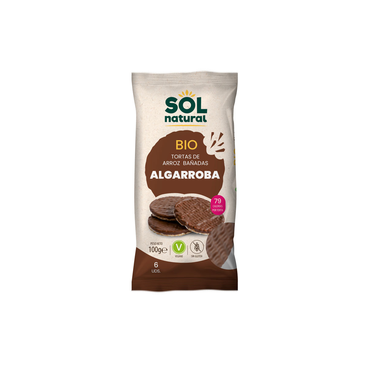 Tortitas de arroz algarroba s/g bio 100g Sol Natural