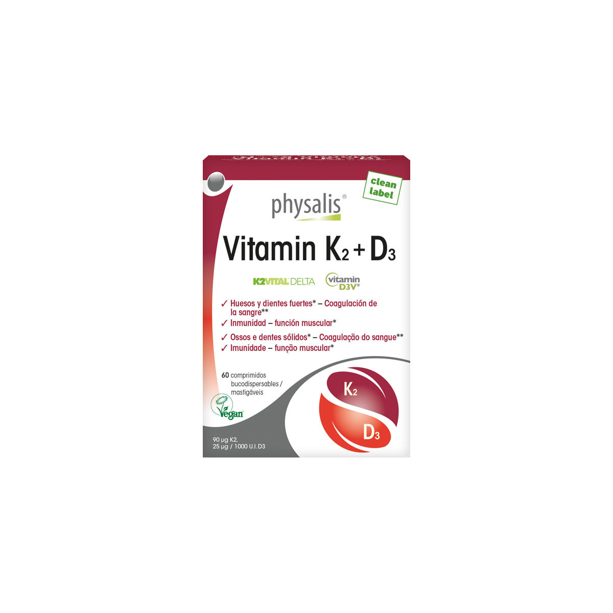 Vitamin K2 + D3 60 comprimidos Physalis